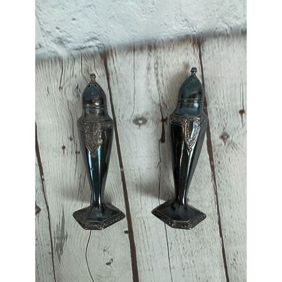 Unbranded butter dish pepper shaker salt shaker silver plated metal - Picture 7 of 9